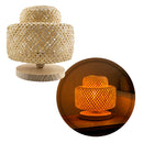 Luminária de Mesa BALI Abajur Fibra Bambu Base Madeira 1xE27 Boho Rústico ST3270-Abajures-Starlumen