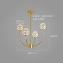 Lustre Pendente Ouro Fosco Ambar Grape Globo para 4x G9 ZR113 Starlux ST2629-Lustres e Pendentes-Starlumen
