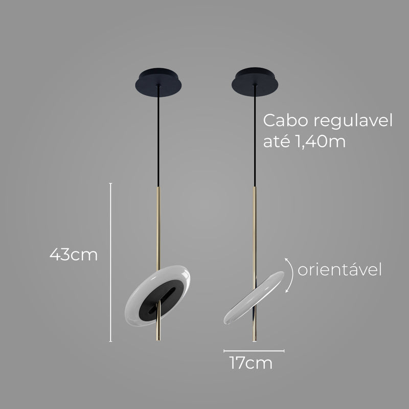 Pendente Uno Dourado Branco LED 6W 3000k ML017 Bella ST2856
