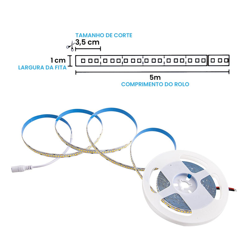 Fita LED 5 Metros Luz Neutra 15W/m 120 LEDs/m IP20 IRC80 ST3217