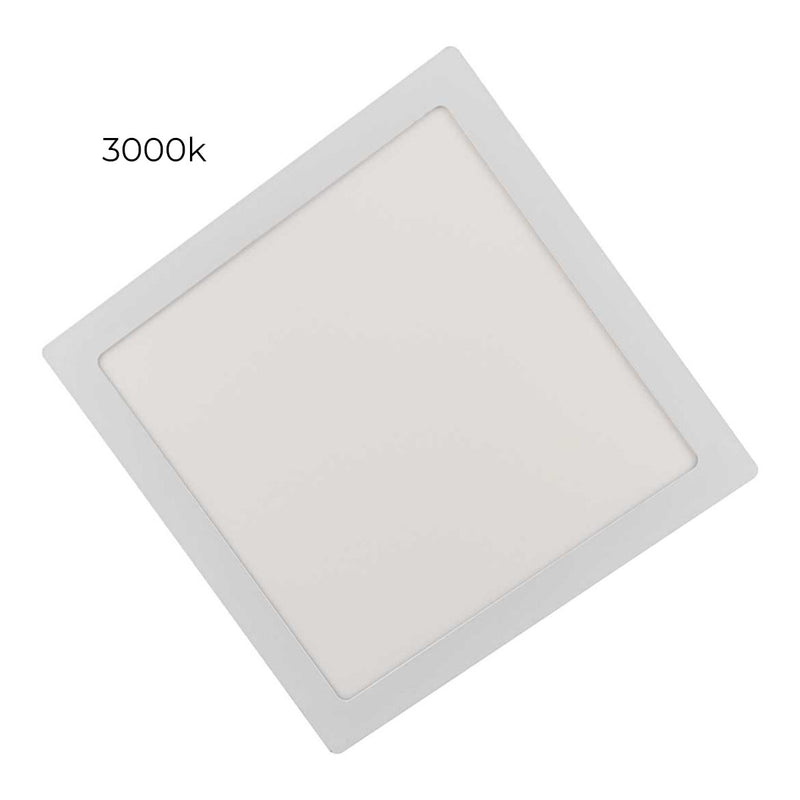 Kit 2 Painel LED Embutir 25W Quadrado Luz Quente Com Borda Branco ST439