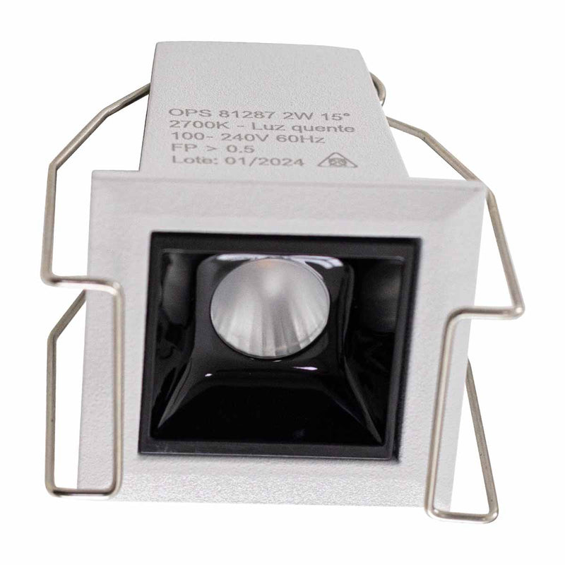 Mini Spot Soul Embutir 1 Foco 2W 2700k Branco e Preto PRO 81287 Opus ST3050