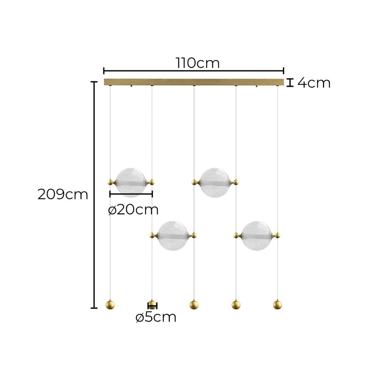 Pendente Lune LED 40W 2400lm 3000K Dourado e Transparente PD1520 Studioluce ST3125
