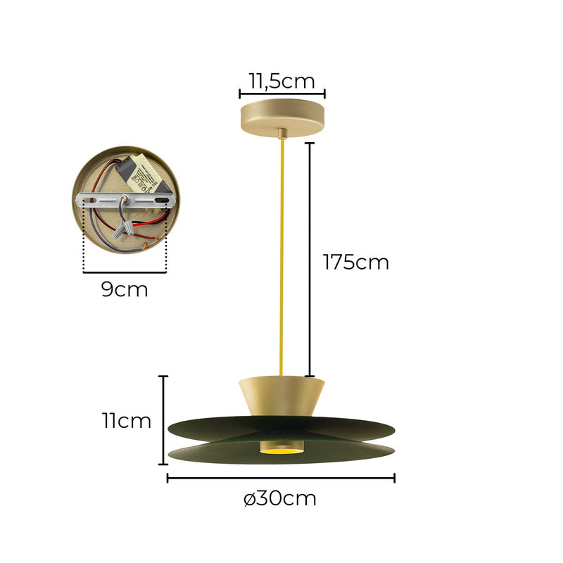 Pendente LYZ Chapéu Chinês Verde 30cm LED 6,5W 3000K Enerlux ST2998