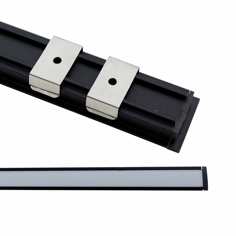 Perfil Linear de Embutir 1 Metro em Alumínio Preto p/ Fita LED C/ Trava Fix ID240 ST3100