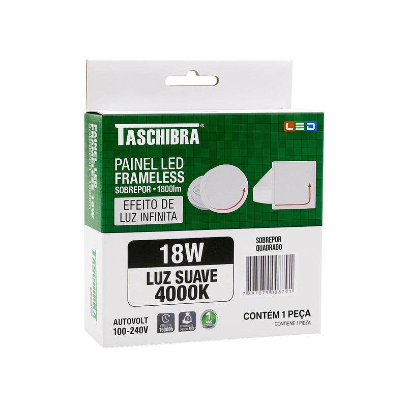 Painel Plafon LED Frameless Sobrepor 18W Quadrado Efeito Infinito Taschibra ST3245-TASCHIBRA-Starlumen