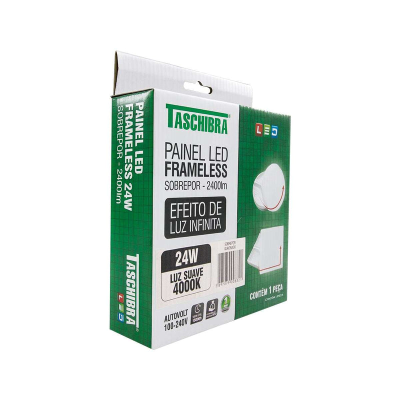 Painel Plafon LED Frameless Sobrepor 24W Quadrado Efeito Infinito Taschibra ST3245-TASCHIBRA-Starlumen