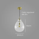 Pendente Caju Cúpula Vidro 54x40cm1xE27 Bella Iluminação CAJ1PD01TR054 St1882-Bella Iluminação-Starlumen