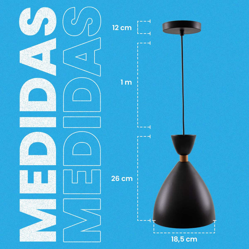 Pendente California Preto e Cobre p/ 1xE27 Fio de 1M 6517 Enerlux ST3141-Enerlux-Starlumen