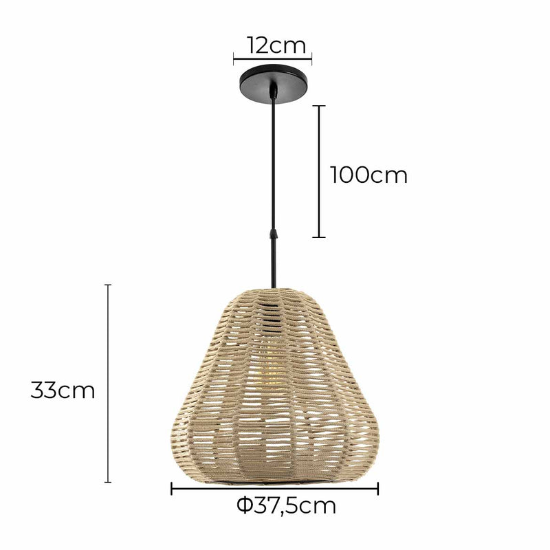 Pendente Corda Nautica 01 Areia Para E27 St2974-Starlumen-Starlumen
