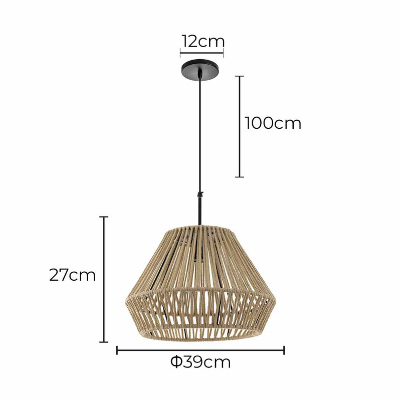 Pendente Corda Nautica 03 Areia Para E27 St2974-Starlumen-Starlumen