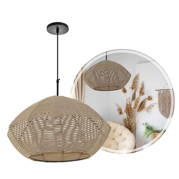 Pendente Corda Nautica 04 Areia Para E27 ST2974-Starlumen-Starlumen