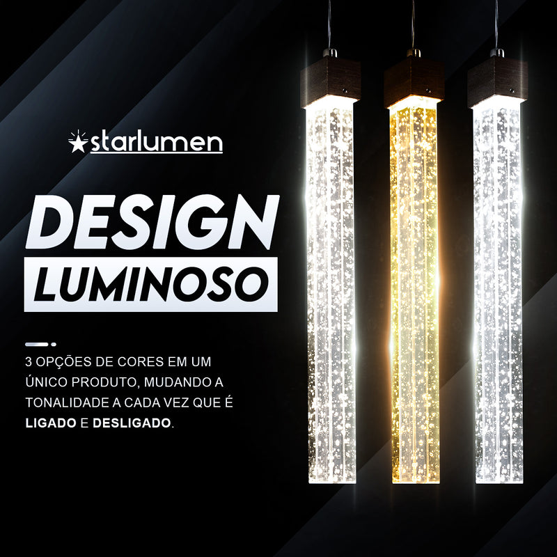 Pendente Lustre Rectangle c/ LED Multicor LUS-11 ST3136-Starlumen-