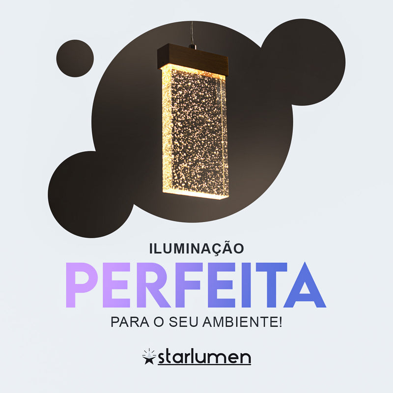 Pendente Lustre Waterfall Retangular C/ LED Integrado Multicor LUS-12 ST3136-Starlumen-