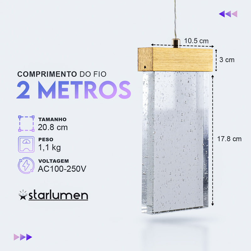 Pendente Lustre Waterfall Retangular C/ LED Integrado Multicor LUS-12 ST3136-Starlumen-