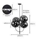 Pendente Margo ZR124-BK em Preto Fosco e Vidro Fumê P/ 4x E27 Starlux ST3122-Starlux-Starlumen