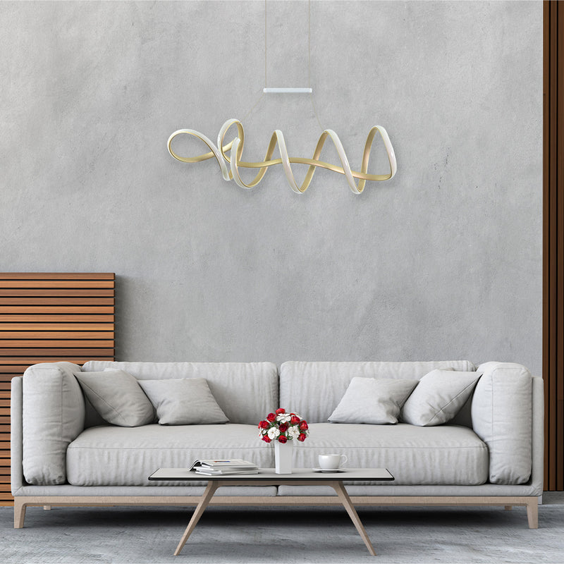 Pendente Moderno Zig Dourado TP003G 84cm 35W 3000k Bella ST1513-Bella Iluminação-Starlumen