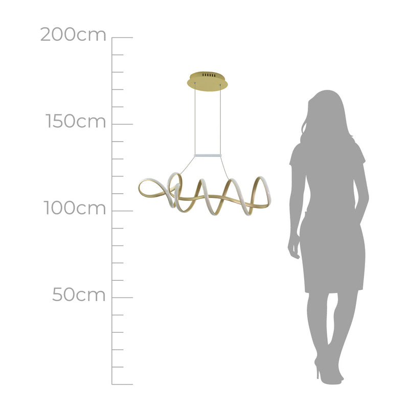 Pendente Moderno Zig Dourado TP003G 84cm 35W 3000k Bella ST1513-Bella Iluminação-Starlumen