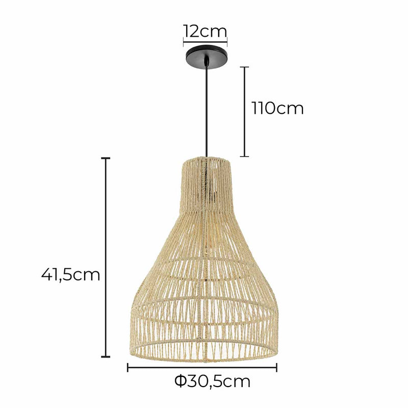 Pendente Sisal 20 Funil 30,5 cm p/ E27 ST2987-Starlumen-Starlumen