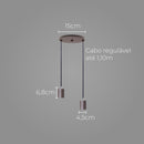 Pendente Soquete Duplo Alumínio Marrom P/ 2 Lâmpadas E27 ST1696-Starlumen-