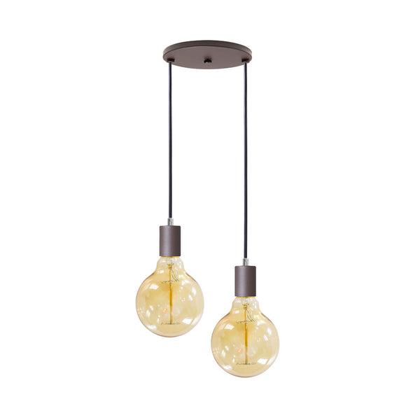 Pendente Soquete Duplo Alumínio Marrom P/ 2 Lâmpadas E27 ST1696-Starlumen-