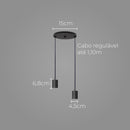 Pendente Soquete Duplo Alumínio Preto P/ 2 Lâmpadas E27 ST1696-Starlumen-