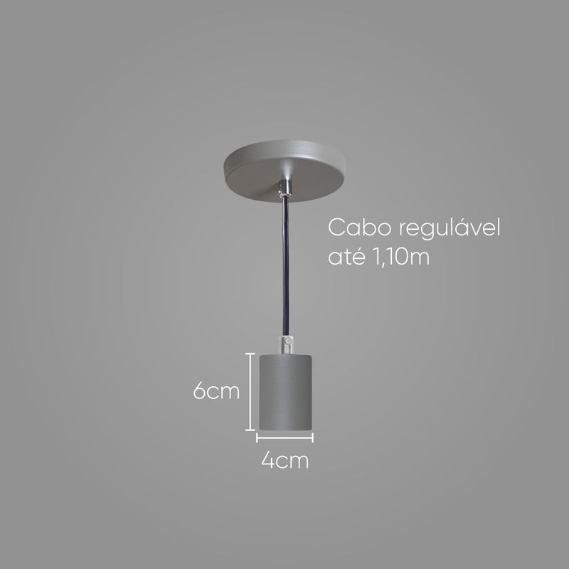 Pendente Tubo Cilindro Alumínio Cinza 4x6cm P/ Lâmpada E27 St458-Starlumen-