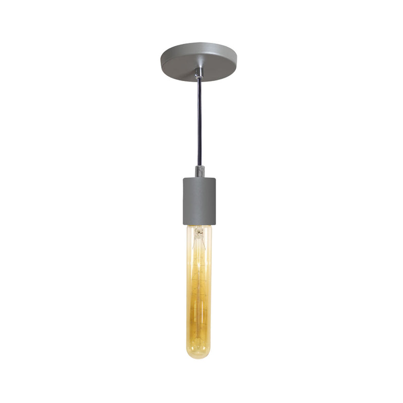 Pendente Tubo Cilindro Alumínio Cinza 4x6cm P/ Lâmpada E27 St458-Starlumen-