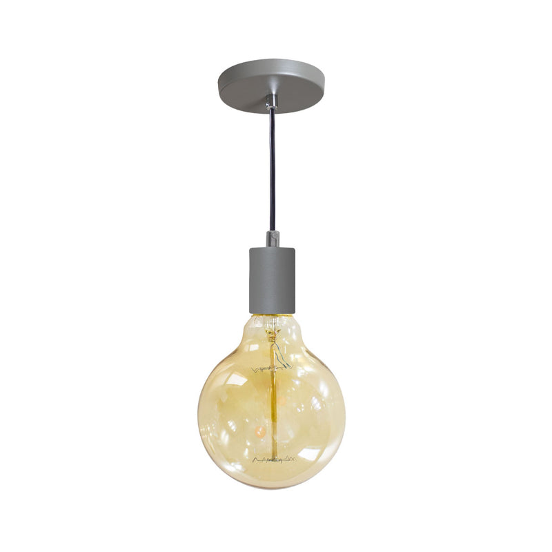 Pendente Tubo Cilindro Alumínio Cinza 4x6cm P/ Lâmpada E27 St458-Starlumen-