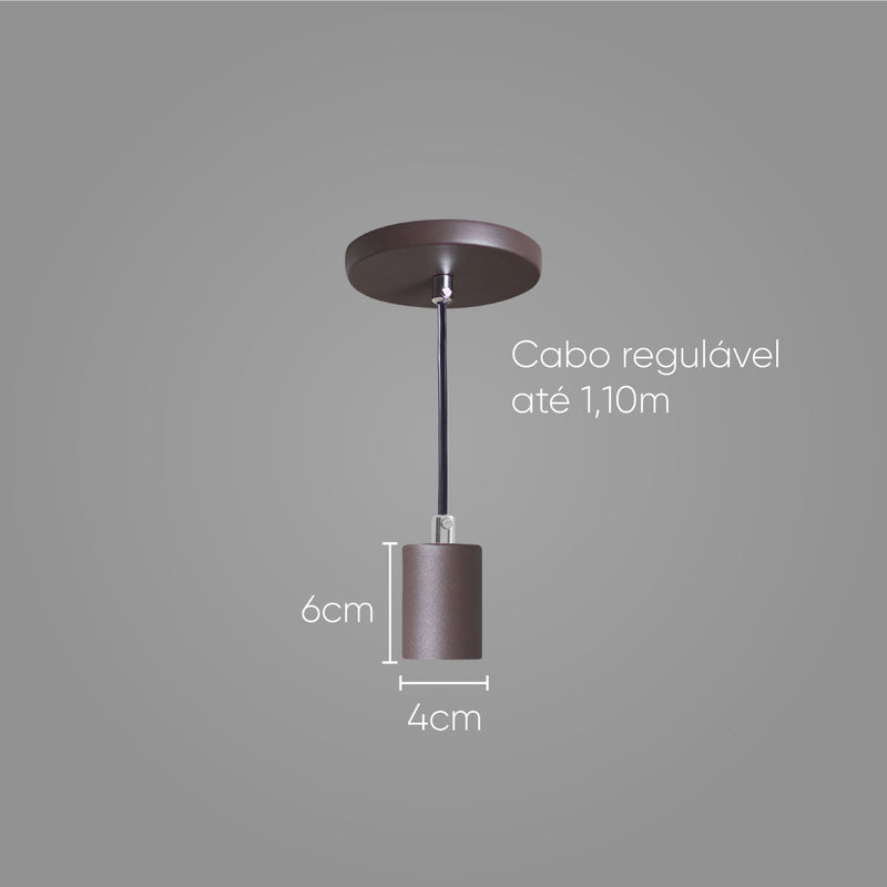Pendente Tubo Cilindro Alumínio Marrom 4x6cm P/ Lâmpada E27 St458-Starlumen-
