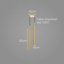 Pendente Tubo Duplo Alumínio P/ Lâmpada Mr11 Gu10 St1697 - Dourado-Starlumen-