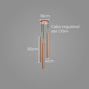 Pendente Tubo Triplo Alumínio P/ Lâmpada Mr11 Gu10 St1699 - Cobre-Starlumen-