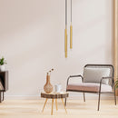 Pendente Tubo Triplo Alumínio P/ Lâmpada Mr11 Gu10 St1699 - Dourado-Starlumen-