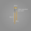 Pendente Tubo Triplo Alumínio P/ Lâmpada Mr11 Gu10 St1699 - Dourado-Starlumen-