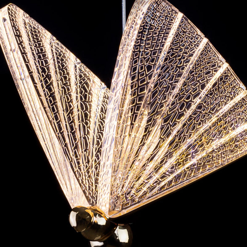 Pendente Borboleta LED 6W 3 Cores Dourado Luminária de Teto Infantil LUS-114 ST3136