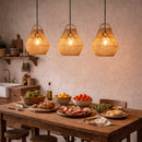 Pendente Rústico Rattan Madeira 20cm E27 Cabo 3m Lustre Ôtaki Decorativo ST3289