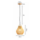 Pendente Rústico Rattan Madeira 20cm E27 Cabo 3m Lustre Ôtaki Decorativo ST3289