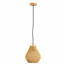 Pendente Rústico Rattan Madeira 20cm E27 Cabo 3m Lustre Ôtaki Decorativo ST3289