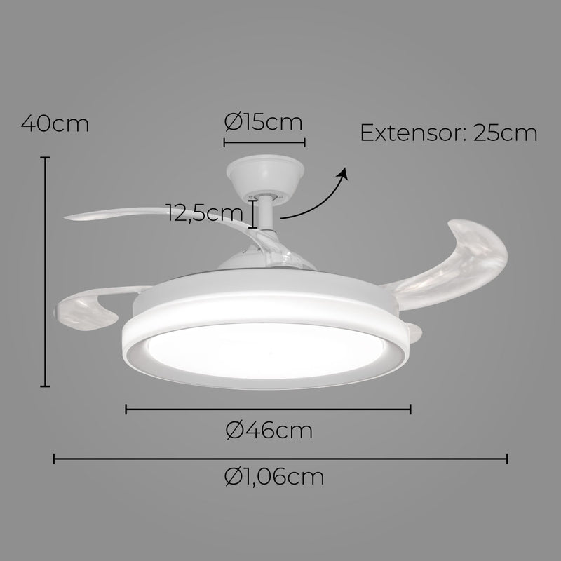 Plafon AIR PLUS Branco e Transparente LED 60W C/ Ventilador OPUS 36489 ST2915-Opus-Starlumen