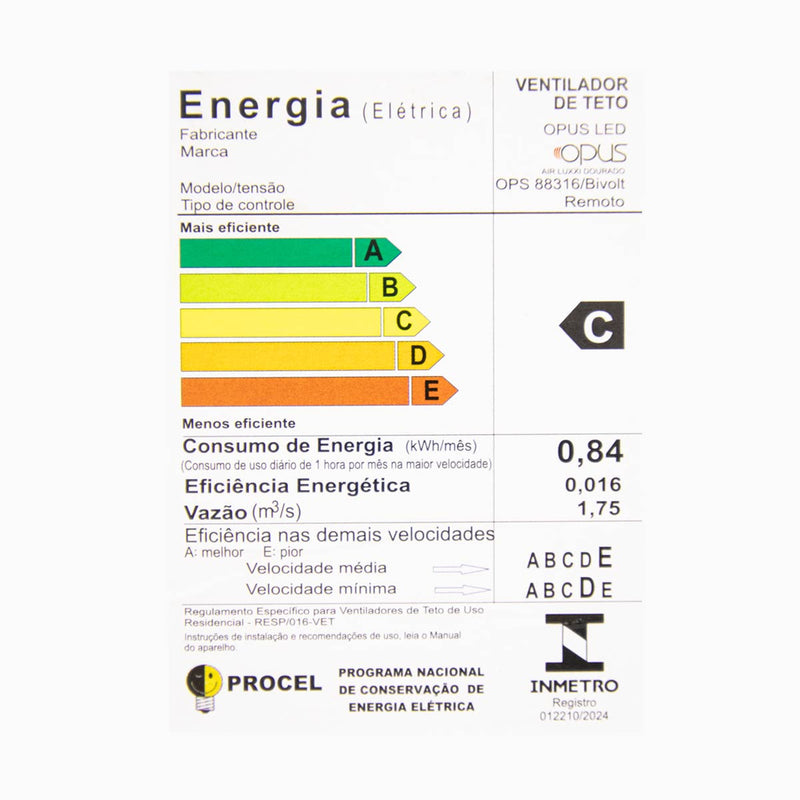 Plafon Air Luxxi LED Multicor C/ Ventilador 80W + Controle Opus St2915 - Dourado-Opus-Starlumen