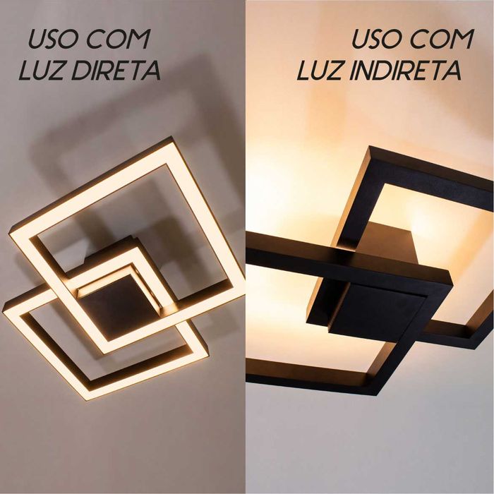 Plafon Arandela Fit LED 50W Luz Direta ou Indireta 700LED3-PT ST1254-New Line-Starlumen