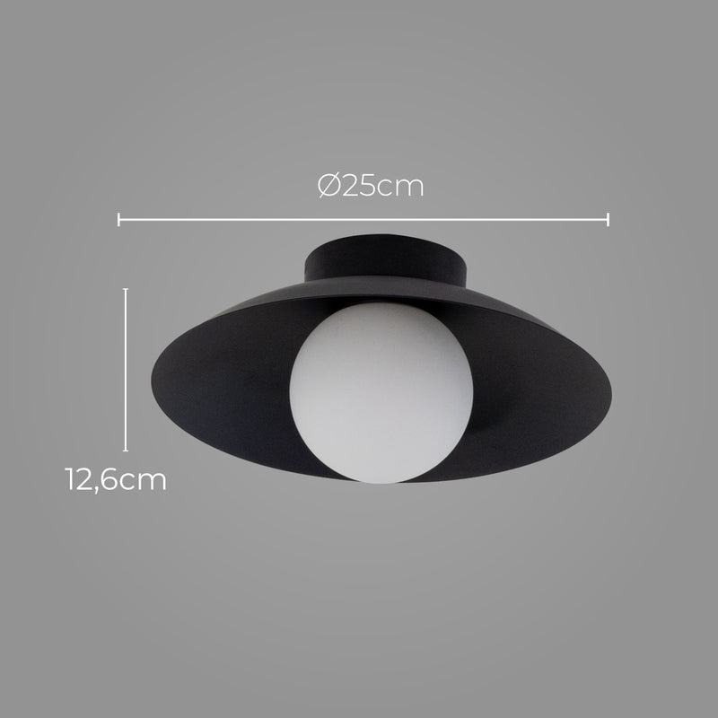 Plafon Cuia Preto Opalino 25cm p/ G9 CUI1PS01PT025 Bella ST2845-Bella Iluminação-Starlumen