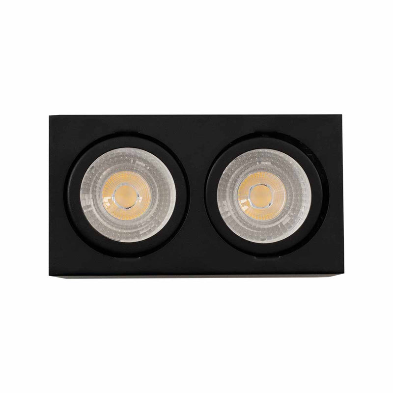 Plafon Sobrepor Box 18x10cm Duplo Preto p/ 2 PAR20 E27 BellaLUX ST3049-BellaLUX-Starlumen