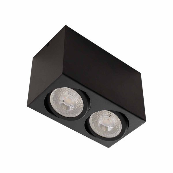 Plafon Sobrepor Box 18x10cm Duplo Preto p/ 2 PAR20 E27 BellaLUX ST3049-BellaLUX-Starlumen