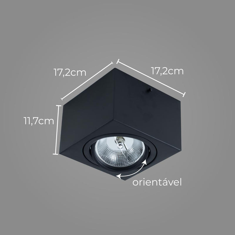 Plafon Spot Alumínio Sobrepor Quadrado p/ AR111 ST2899-Starlumen-