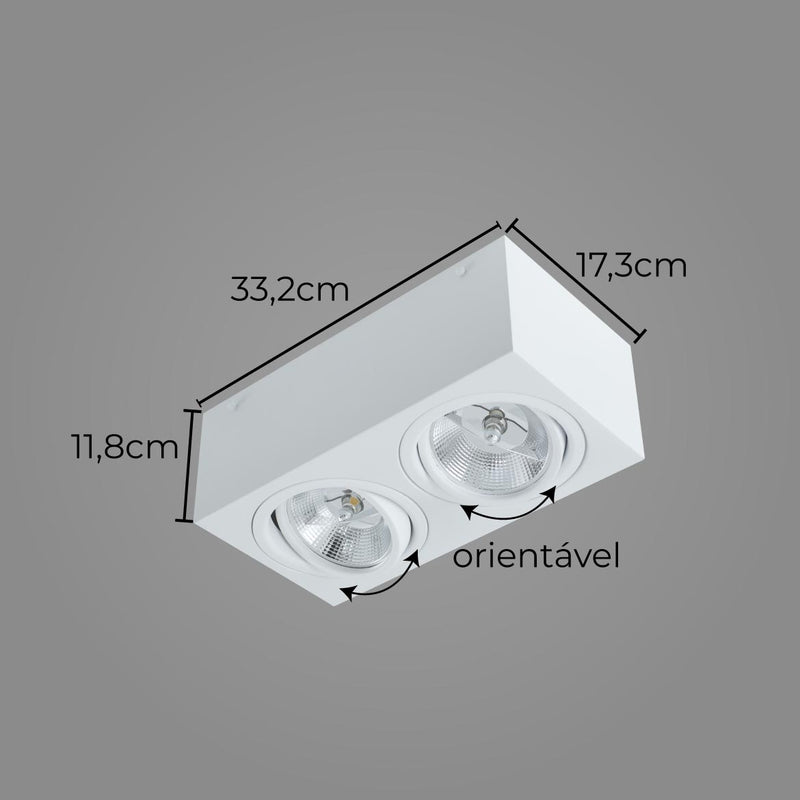 Plafon Spot Alumínio Sobrepor p/ 2x AR111 ST2898-Starlumen-Starlumen