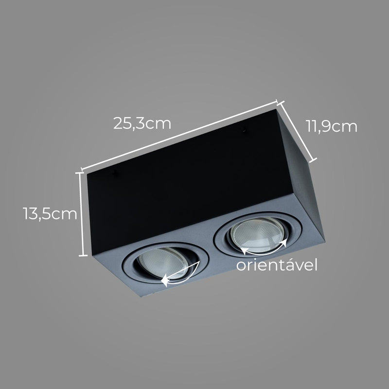 Plafon Spot Alumínio Sobrepor p/ 2x PAR20 ST2909-Starlumen-Starlumen