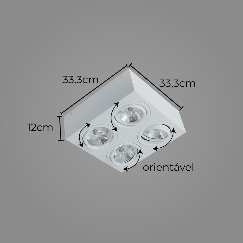 Plafon Spot Alumínio Sobrepor p/ 4x AR111 ST2897-Starlumen-Starlumen