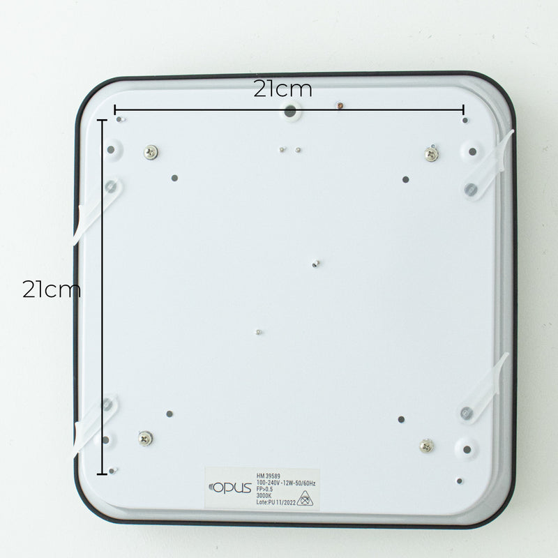 Plafon em Metal e Acrílico Black 28x28cm LED 12W ST1940-Opus-Starlumen