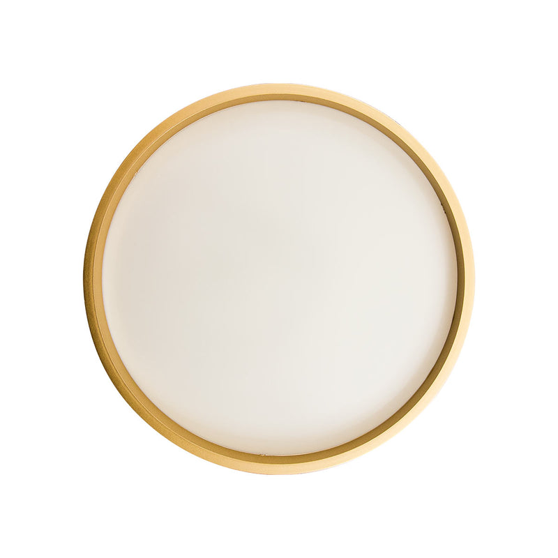 Plafon Painel LED Sobrepor 18W Toronto Multicor 180° Redondo Branco c/ Dourado Hevvy ST3110 detalhe frente